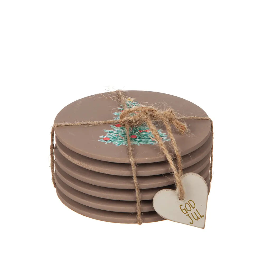 Glasunderlägg - Jul (6 st)