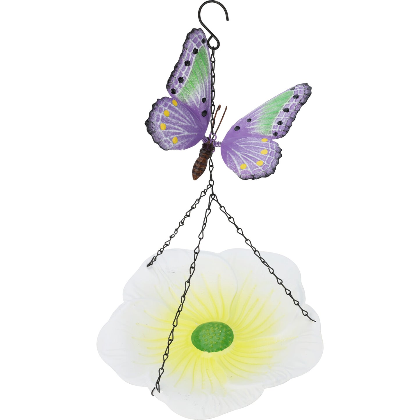 Fågelmatare - Blomma & Fjäril (Vit/Lila)