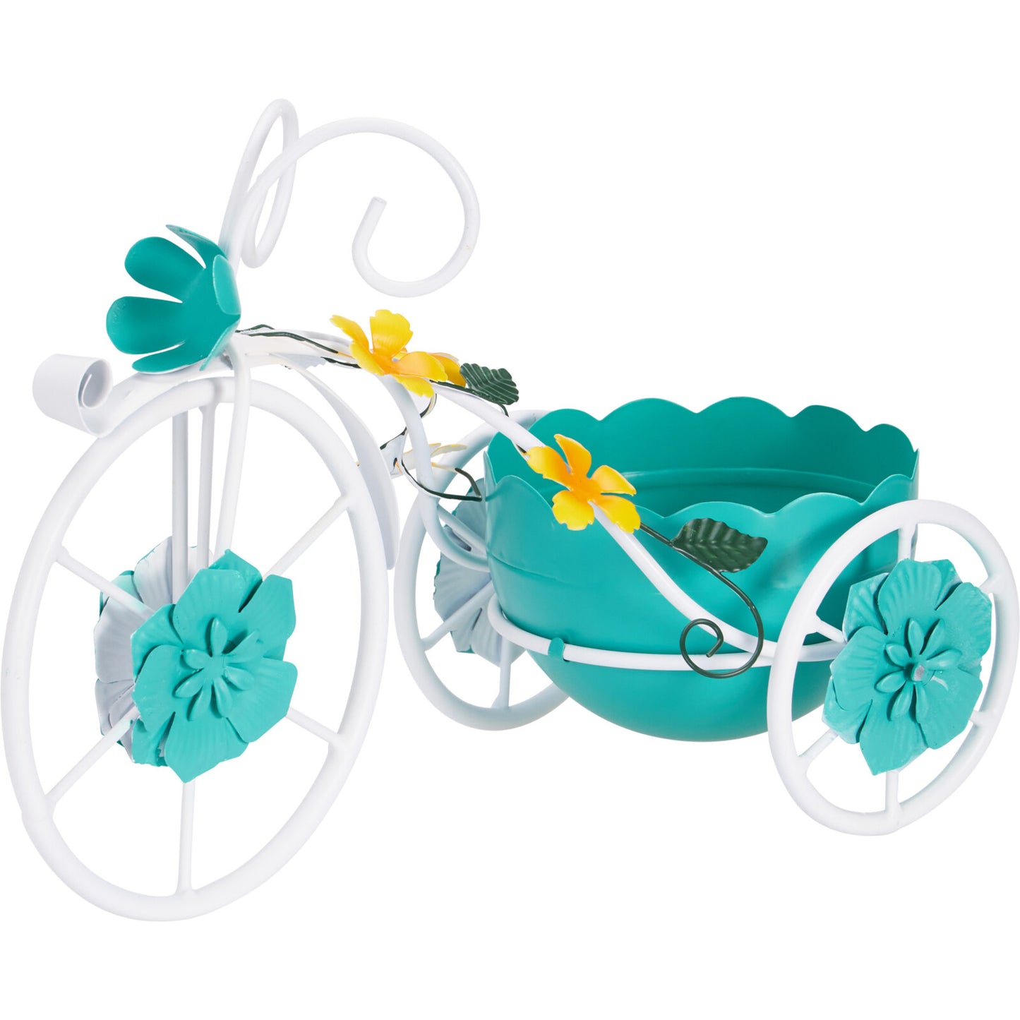 Dekorationscykel med Blomkruka (Turkos)