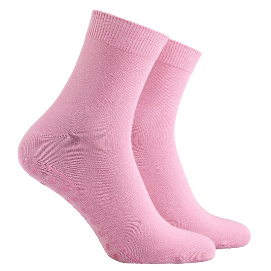 Strumpa Halkskydd & Extra Lös Resår - Rosa (75% Bomull)