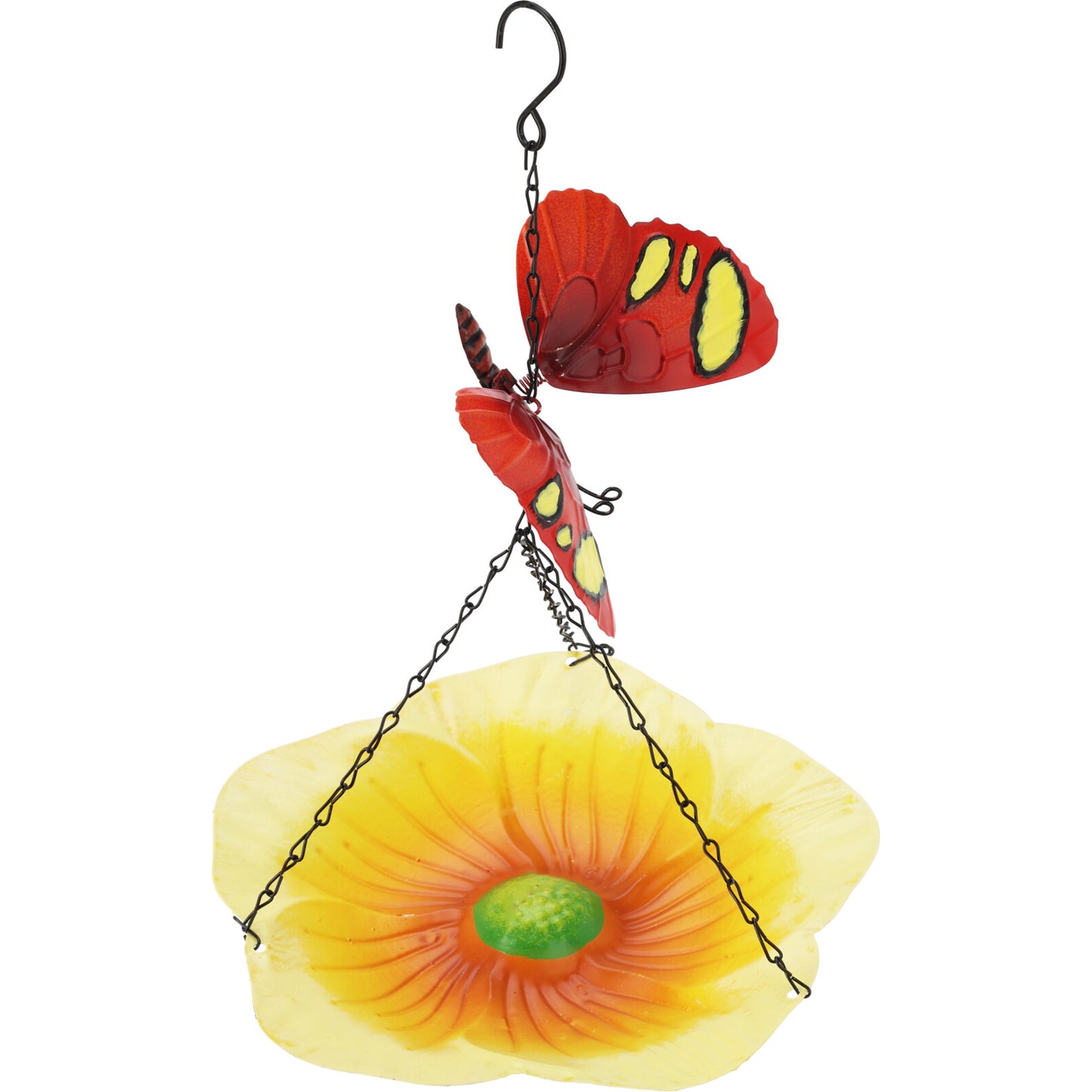 Fågelmatare - Blomma & Fjäril (Gul/Röd)