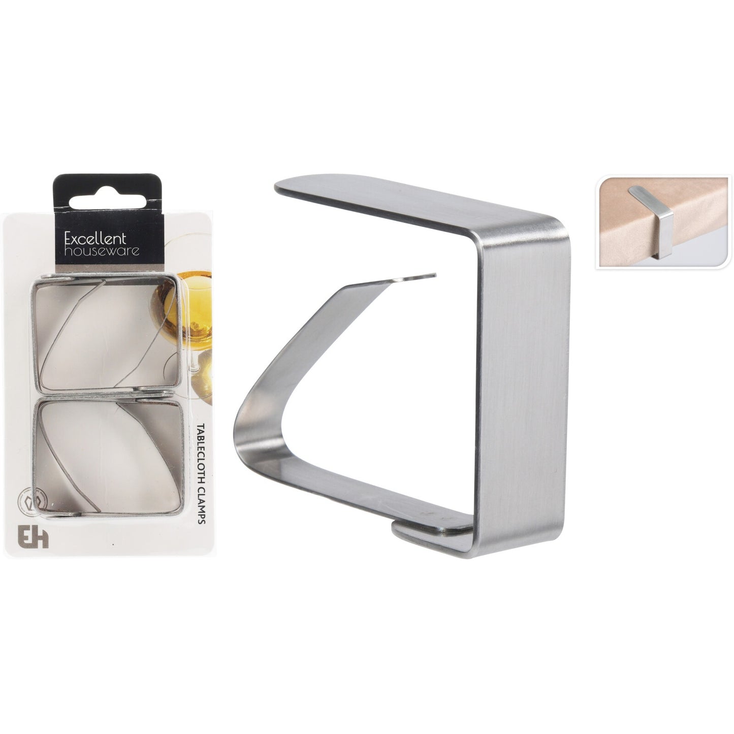 Bordsduksklämmor i Rostfritt Stål (4 st)