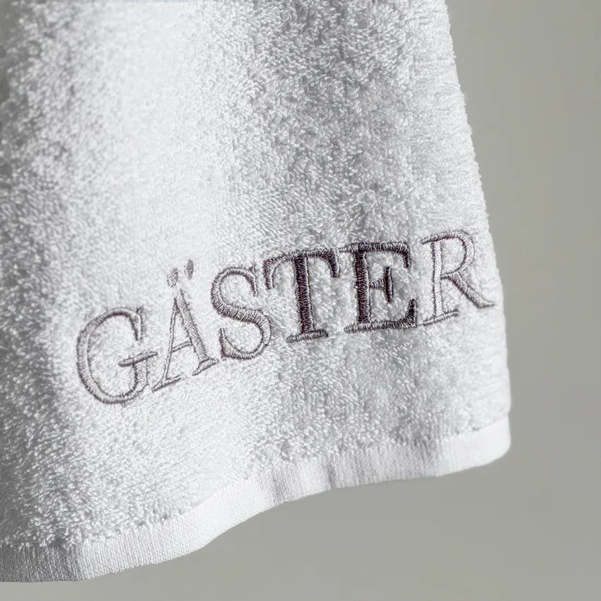 Gästhandduk - "Gäster" (Vit)