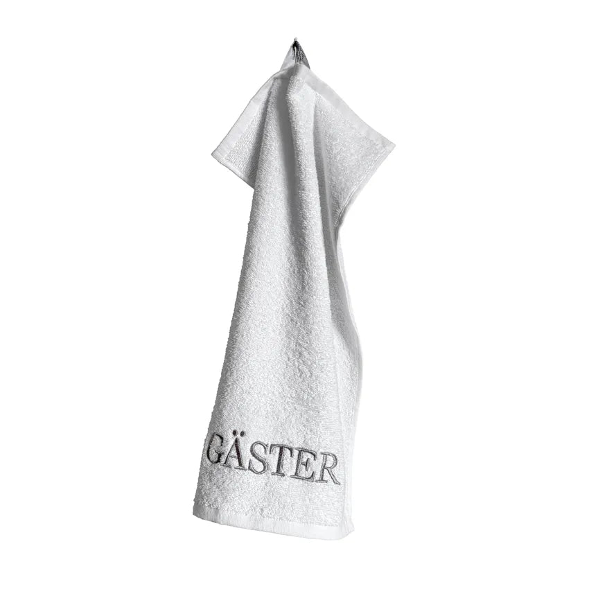 Gästhandduk - "Gäster" (Vit)